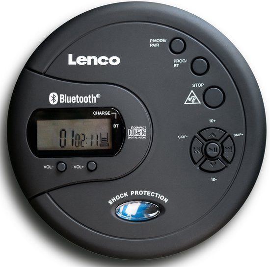 Lenco CD-300BK discman - draagbare bluetooth CD-MP3 speler - anti-shock oplaadbaar - Zwart