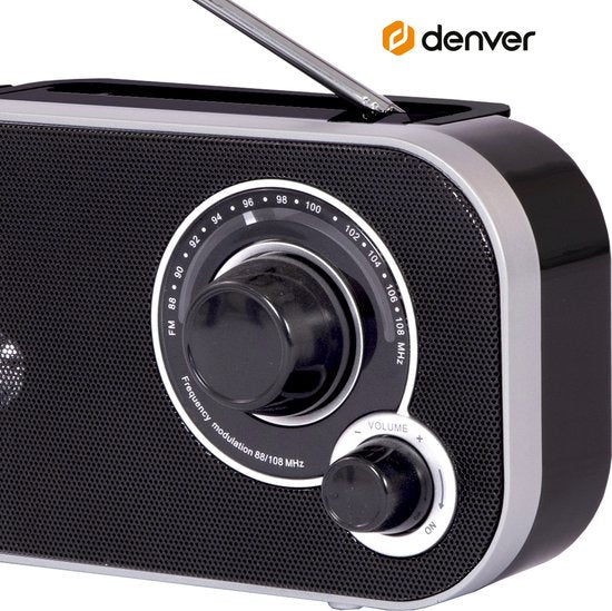 Denver TR51 FM radio - retro draagbaar batterij/netstroom - Zwart