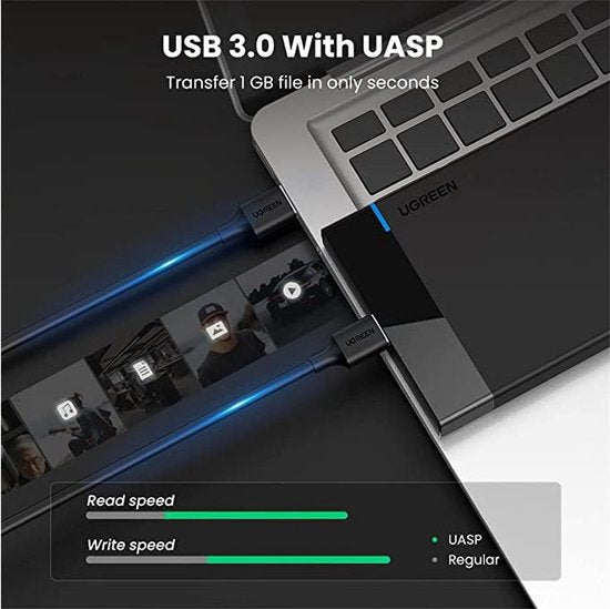UGREEN - Externe Harde schijf behuizing voor 2'5" SATA HDD/SSD - USB3.0 - Zwart
