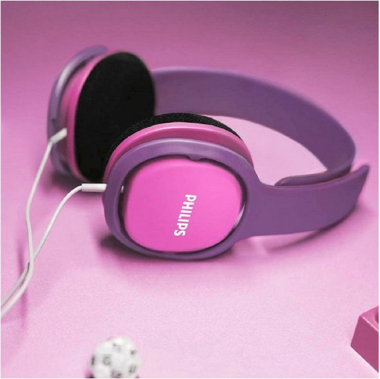 Philips SHK2000 Kids' Headphones - On-Ear Volume Limiting - Pink/Purple