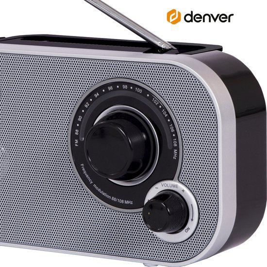 Denver TR51 FM radio - retro noodradio - batterij en netstroom - Grijs