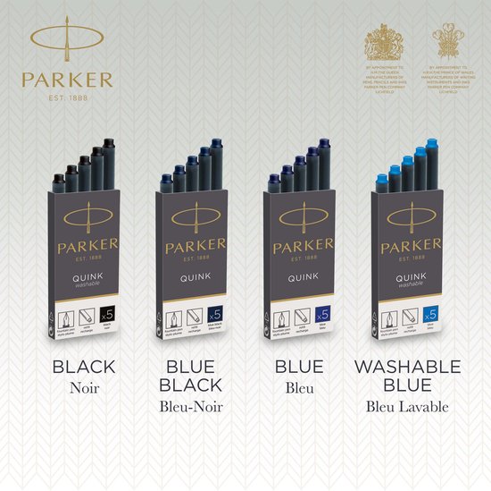 Parker vulpen inktpatronen - uitwasbare blauwe inkt - 5 stuks