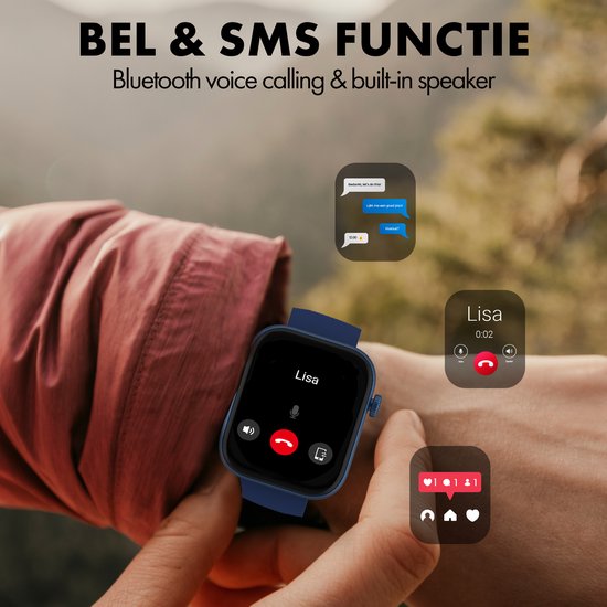 Denver SWC185BU smartwatch - Amoled belfunctie - hartslagmeter oxymeter slaapmonitor