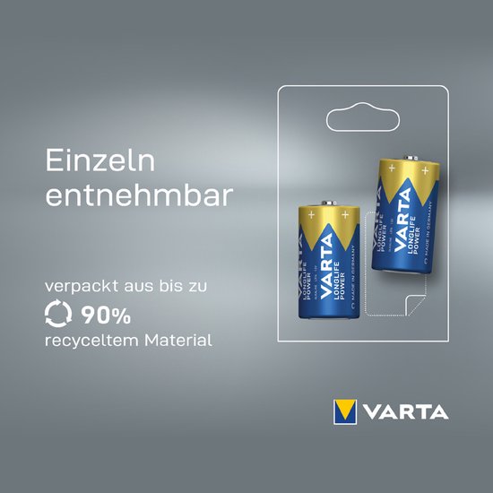 Varta Longlife Power batterijen - C LR14 - 4 stuks