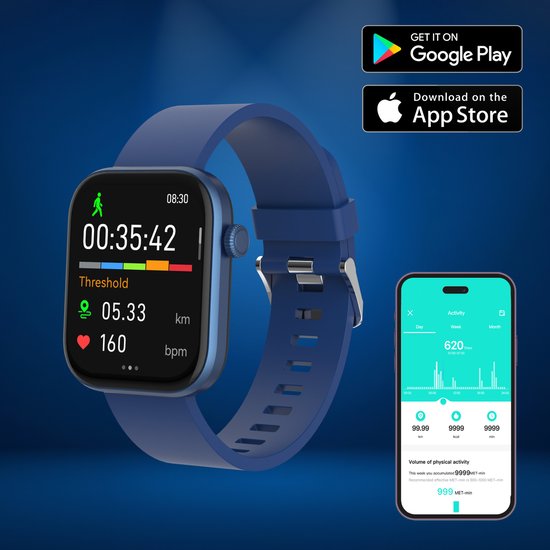 Denver SWC185BU smartwatch - AMOLED calling function - heart rate monitor oximeter sleep monitor