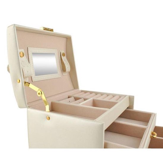 Beautylushh Jewelry Box - secure storage - Beige