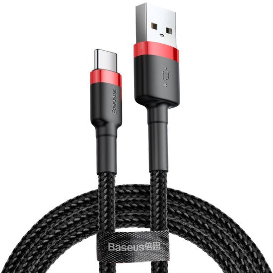 Baseus Gewoven USB-C Fast Charge Kabel 1 Meter Zwart Rood
