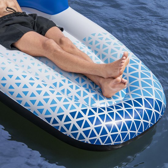 Hydro Force drijvend loungebed - 191×107 cm - zwembad luchtbed - Blauw/wit