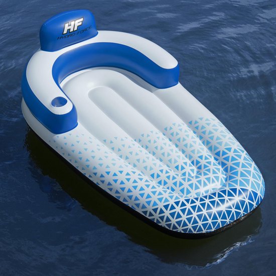 Hydro Force drijvend loungebed - 191×107 cm - zwembad luchtbed - Blauw/wit