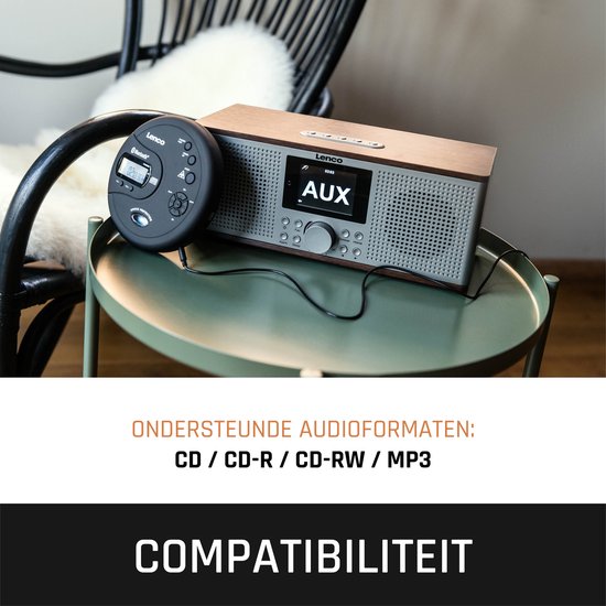 Lenco CD-300BK discman - draagbare bluetooth CD-MP3 speler - anti-shock oplaadbaar - Zwart
