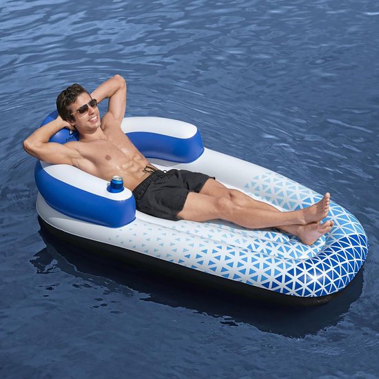 Hydro Force drijvend loungebed - 191×107 cm - zwembad luchtbed - Blauw/wit