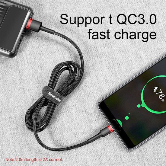 Baseus Gewoven USB-C Fast Charge Kabel 1 Meter Zwart Rood
