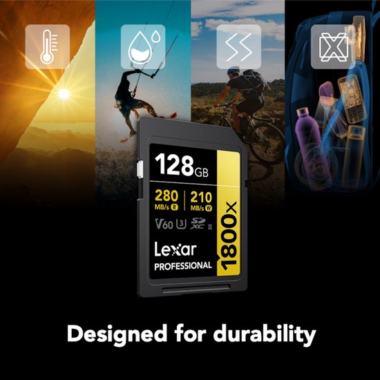 Lexar SD Pro Gold Series Memory Card 2-Pack - UHS-II 128 GB - V60 - 270 MB/s
