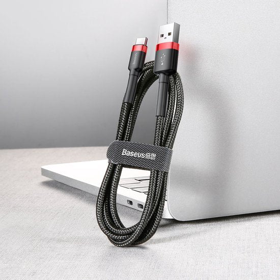 Baseus Gewoven USB-C Fast Charge Kabel 1 Meter Zwart Rood