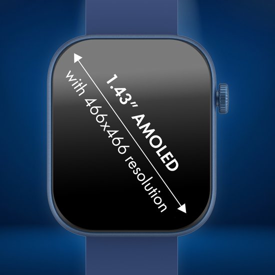 Denver SWC185BU smartwatch - AMOLED calling function - heart rate monitor oximeter sleep monitor