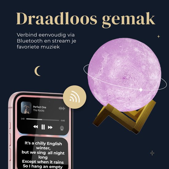 Denver maanlamp 3D LBS150 - bluetooth luidspreker tafellamp muzieksyncronisatie afstandsbediening