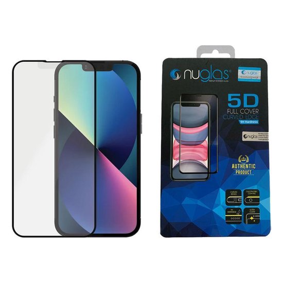 NuGlas screen protector - iPhone 13/13 Pro/14/16/17 - 5D - Black