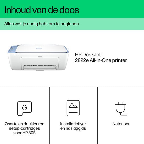 HP DeskJet 2822e all-in-one printer - Instant Ink - Blue Breeze