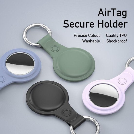 Dux Ducis Apple AirTag sleutelhanger set van 4 - Zwart/Roze/Blauw/Groen