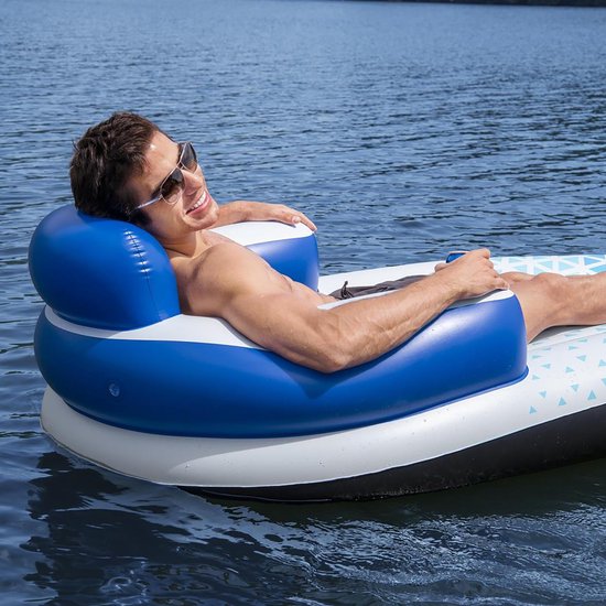Hydro Force drijvend loungebed - 191×107 cm - zwembad luchtbed - Blauw/wit