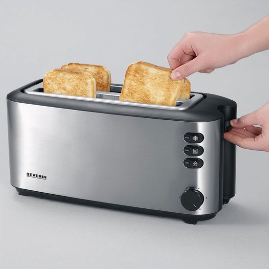 Severin AT 2509 Toaster - long slot 4 slices 1400W - Stainless Steel