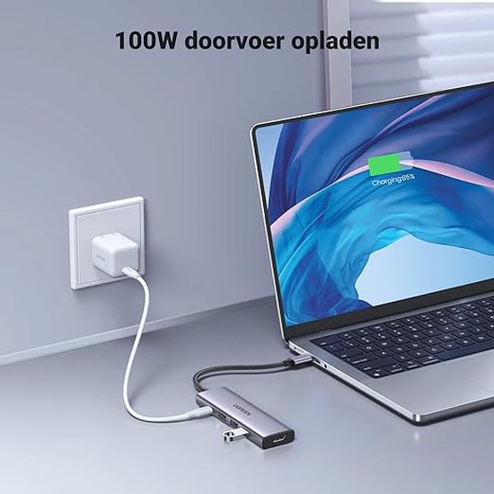 Ugreen CM511 USB-C hub - 5-in-1 HDMI 1.4 3x USB-A PD 100W - Grey