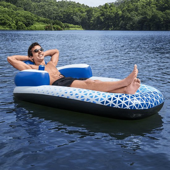 Hydro Force drijvend loungebed - 191×107 cm - zwembad luchtbed - Blauw/wit