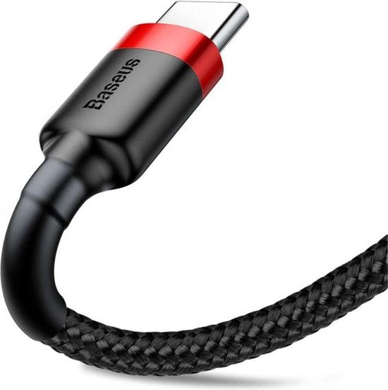 Baseus Gewoven USB-C Fast Charge Kabel 1 Meter Zwart Rood