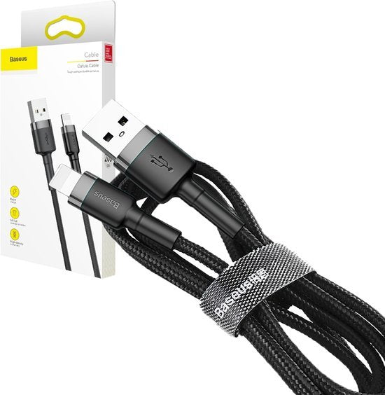 Baseus Geweven Nylon USB naar Lightning Kabel 1M - Grijs
