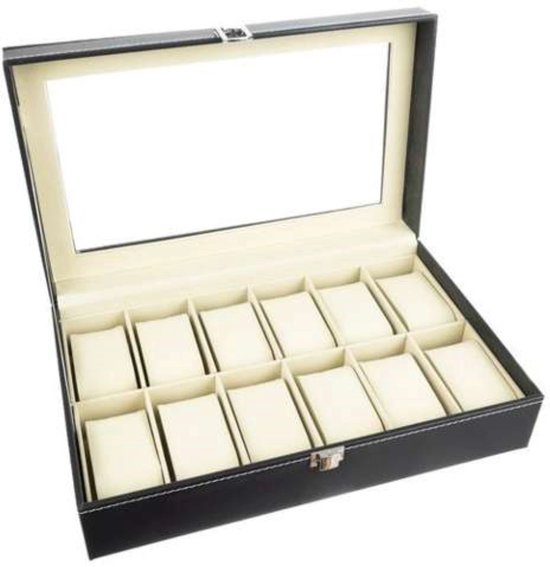 Soulima horlogebox Paris - 12 vakjes - 20×30×8 cm - Zwart