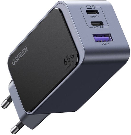 UGREEN Nexode Air Charger - USB/USB-C PD Fast Charger 65W GaN - Grey