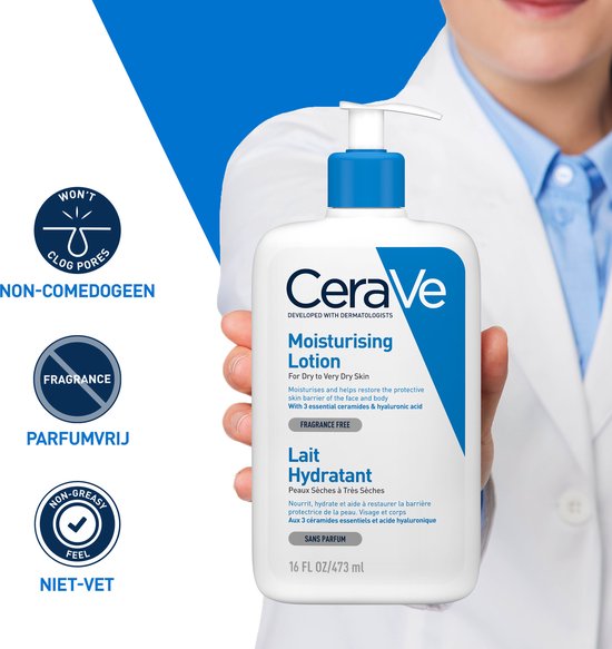 CeraVe hydraterende melk - droge tot zeer droge huid - 3 ceramiden hyaluronzuur - 236 ml