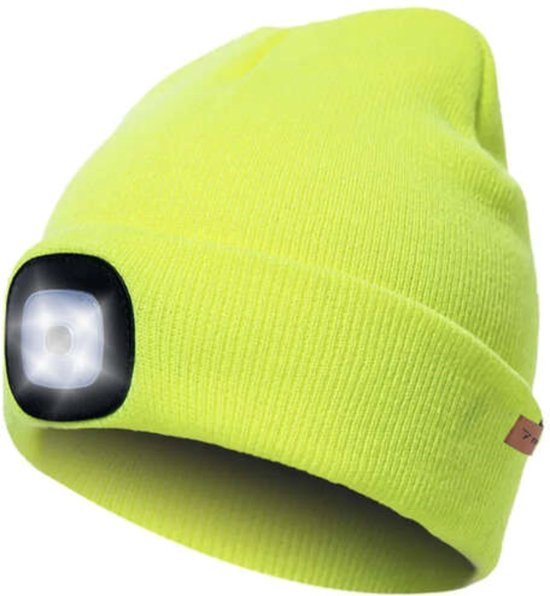 Trizand winter hat with USB flashlight - Neon yellow