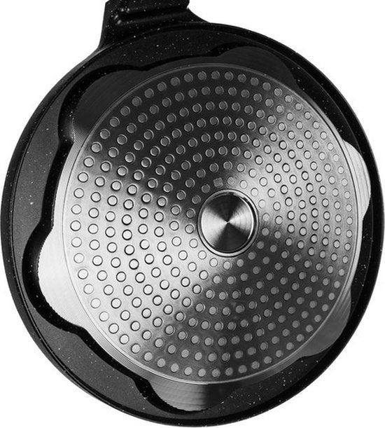 Ruhhy Frying Pan - Pancakes/Eggs - 7 Smile Molds - Non-Stick Coating - 26 cm - Black