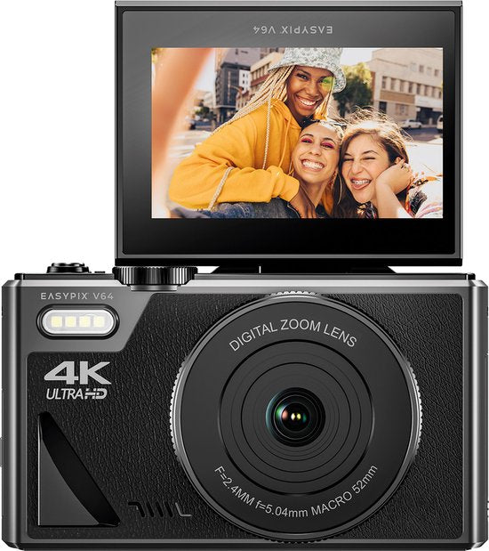 Easypix V64 Flip compactcamera - klapscherm - Zwart