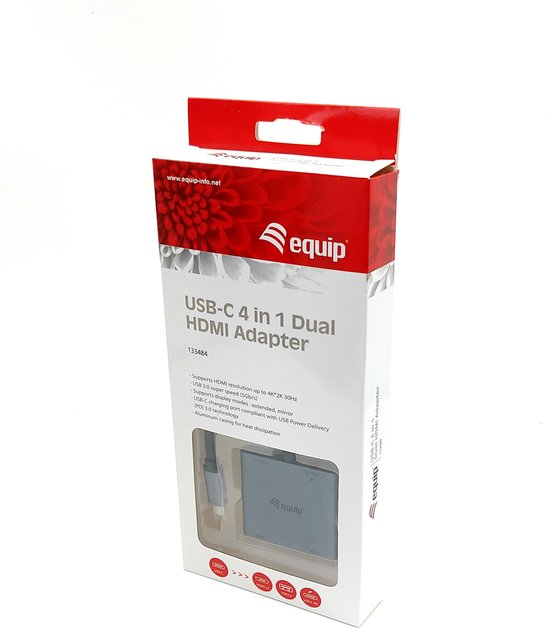 Equip 133484 USB hub - USB 3.2 Type-C - 5000 Mbit/s - Silver