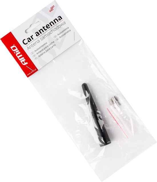 Amio car antenna - FM/AM mini universal - black 9 cm - with adapters