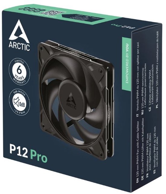 Arctic P12 Pro ventilator - 120 mm - 4-pin PWM FDB - Zwart