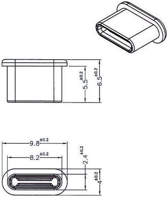 USB-C poortbeschermer - afsluitcover zonder greep - zwart - 10 stuks