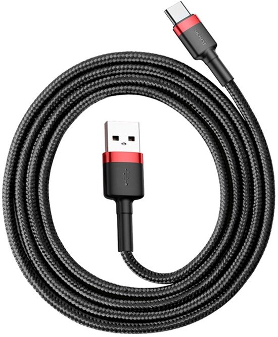 Baseus Gewoven USB-C Fast Charge Kabel 1 Meter Zwart Rood