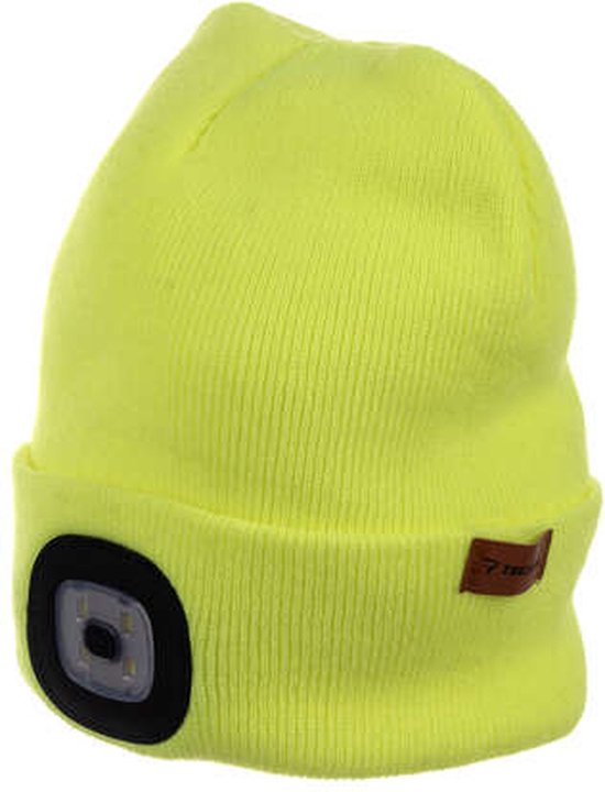 Trizand wintermuts met USB zaklamp - Neon geel
