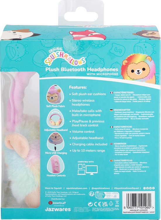 Squishmallows wireless children's headphones - Leonard plush - with microphone