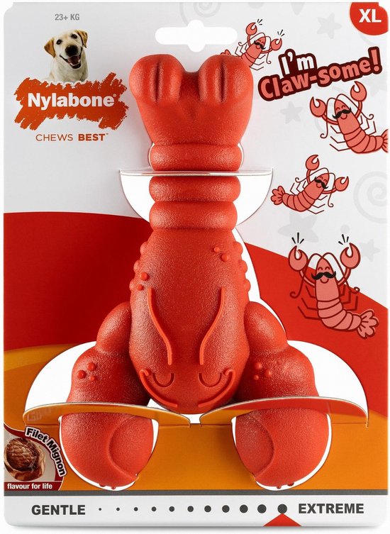 Nylabone hondenspeelgoed - Chew kreeft rundfilet - XL tot 35 kg - Rood