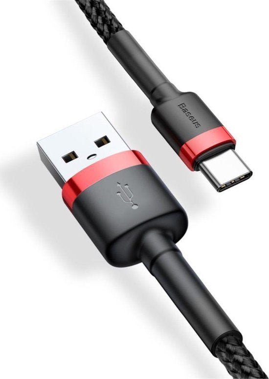 Baseus Gewoven USB-C Fast Charge Kabel 1 Meter Zwart Rood