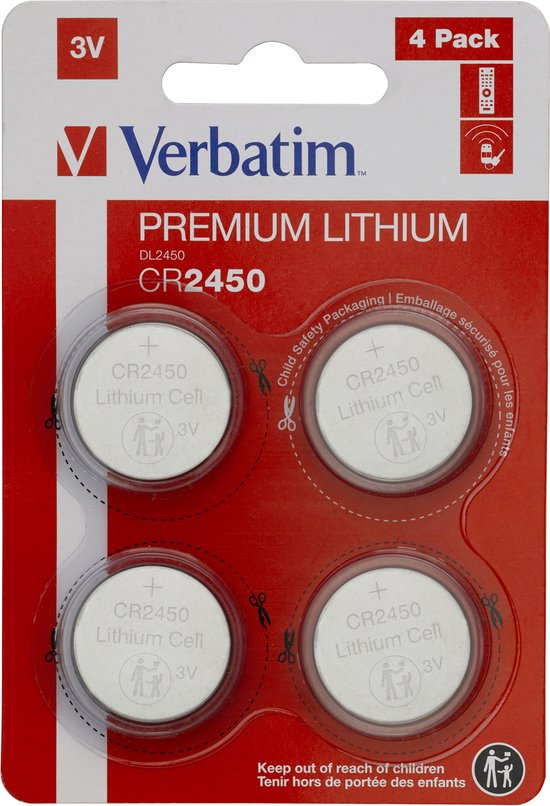 Verbatim lithium knoopcel - CR2450 3V - 4 stuks