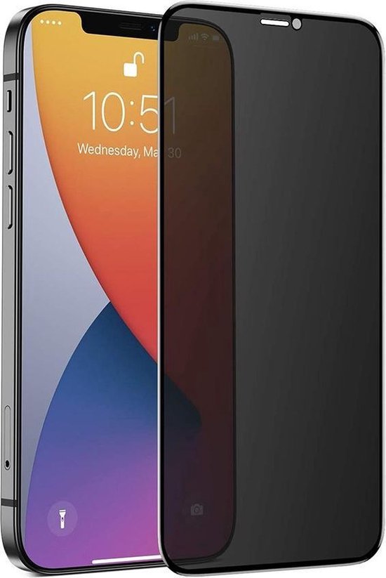 Nuglas Premium Privacy Screenprotector Voor iPhone 12 Pro Max - Tempered Privacy Glass 5D