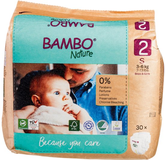 Bambo Nature luiers - maat 2 S - 3-6 kg - 30 stuks
