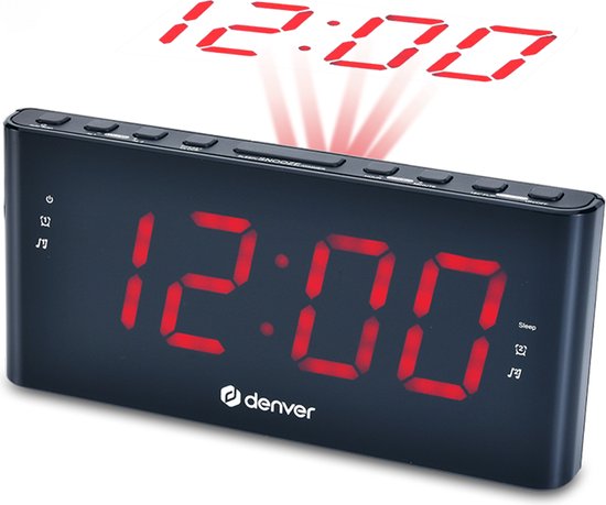 Denver wekkerradio - CPR710 - projectie - FM radio - dubbel alarm - Zwart