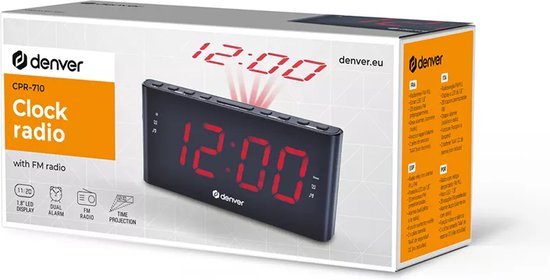 Denver wekkerradio - CPR710 - projectie - FM radio - dubbel alarm - Zwart