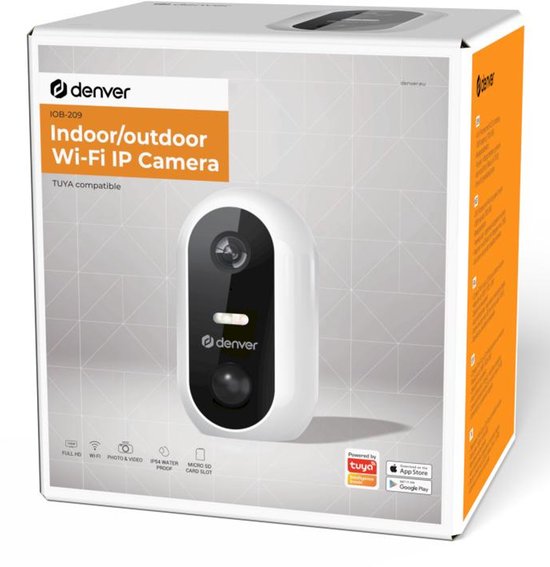 Denver beveiligingscamera IOB209 - draadloos voor binnen en buiten - Full HD met nachtzicht - WiFi en app - bewegingsdetectie